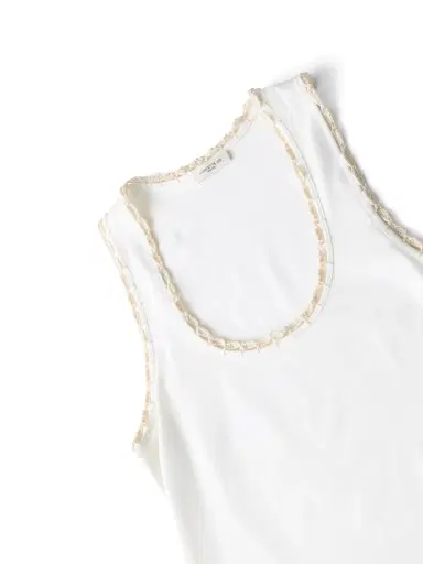 LAFAYETTE 148 Cotton Rib Crochet Trim Tank | Thumbnail 5 LAFAYETTE 148 Cotton Rib Crochet Trim Tank | Thumbnail 5