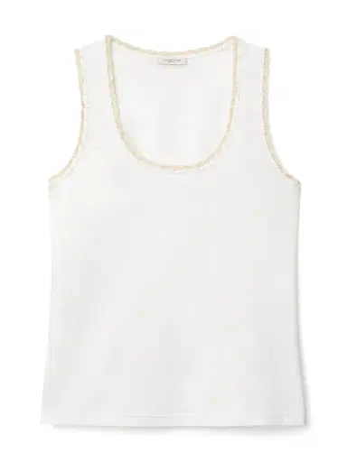 LAFAYETTE 148 Cotton Rib Crochet Trim Tank | Thumbnail 1 LAFAYETTE 148 Cotton Rib Crochet Trim Tank | Thumbnail 1