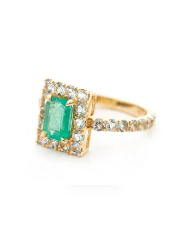 YI COLLECTION Emerald and Aquamarine Candy Ring | Thumbnail 2 YI COLLECTION Emerald and Aquamarine Candy Ring | Thumbnail 2
