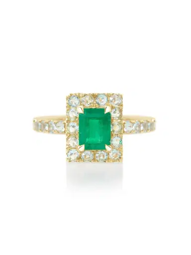 YI COLLECTION Emerald and Aquamarine Candy Ring | Thumbnail 1 YI COLLECTION Emerald and Aquamarine Candy Ring | Thumbnail 1