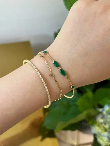 YI COLLECTION Emerald Marquise Duo Bangle | Thumbnail 3 YI COLLECTION Emerald Marquise Duo Bangle | Thumbnail 3