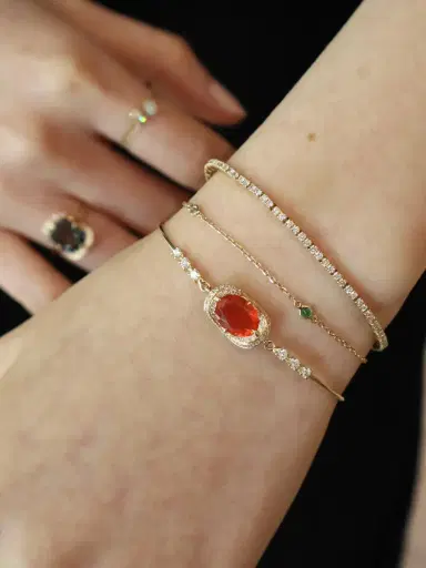 YI COLLECTION Fire Opal and Diamond Aurora Bangle | Thumbnail 2 YI COLLECTION Fire Opal and Diamond Aurora Bangle | Thumbnail 2