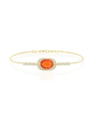 YI COLLECTION Fire Opal and Diamond Aurora Bangle | Thumbnail 1 YI COLLECTION Fire Opal and Diamond Aurora Bangle | Thumbnail 1