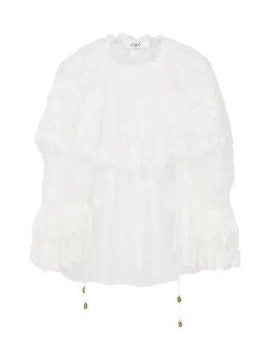 Chloé Gathered Lace Blouse | Thumbnail 1 Chloé Gathered Lace Blouse | Thumbnail 1