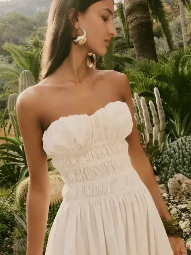 CAROLINE CONSTAS Ivette Strapless Midi Dress | Thumbnail 3 CAROLINE CONSTAS Ivette Strapless Midi Dress | Thumbnail 3