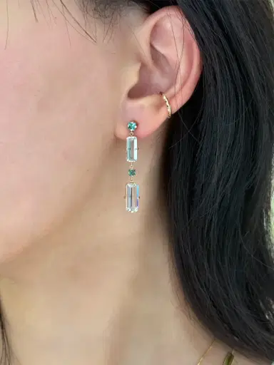 YI COLLECTION Lagoon Tourmaline and Aquamarine Cascade Bar Earrings | Thumbnail 2 YI COLLECTION Lagoon Tourmaline and Aquamarine Cascade Bar Earrings | Thumbnail 2