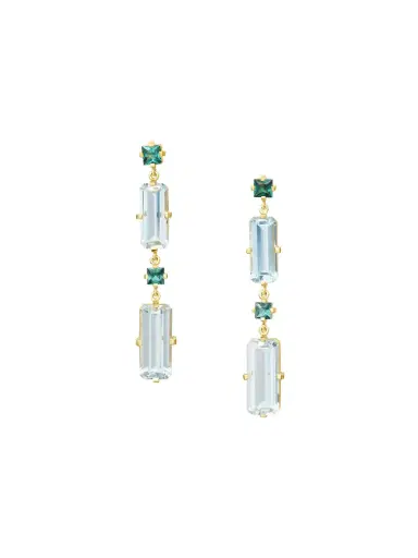 YI COLLECTION Lagoon Tourmaline and Aquamarine Cascade Bar Earrings | Thumbnail 1 YI COLLECTION Lagoon Tourmaline and Aquamarine Cascade Bar Earrings | Thumbnail 1