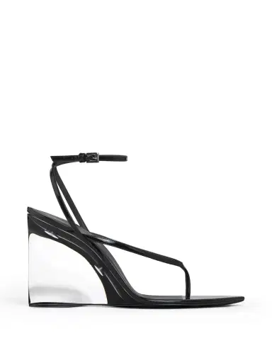Alaïa Patent Calfskin Invisible Thong Wedge Sandals | Thumbnail 1 Alaïa Patent Calfskin Invisible Thong Wedge Sandals | Thumbnail 1