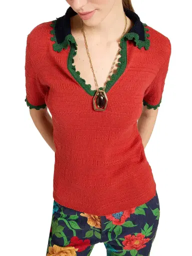 La DoubleJ Picket Cotton-Cashmere Polo Top | Thumbnail 2 La DoubleJ Picket Cotton-Cashmere Polo Top | Thumbnail 2