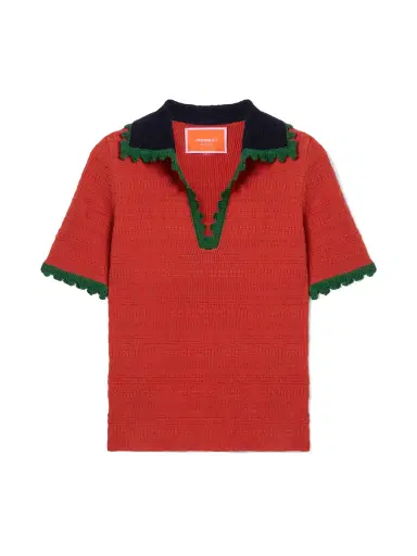La DoubleJ Picket Cotton-Cashmere Polo Top | Thumbnail 1 La DoubleJ Picket Cotton-Cashmere Polo Top | Thumbnail 1