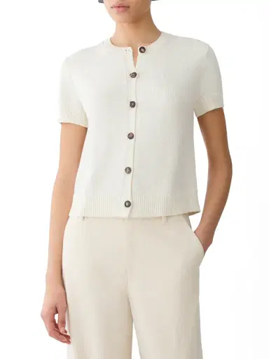 LAFAYETTE 148 Short Sleeve Crew Neck Cardigan | Thumbnail 3 LAFAYETTE 148 Short Sleeve Crew Neck Cardigan | Thumbnail 3
