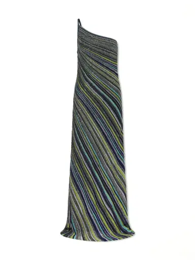 Missoni Striped Metallic Knit One-Shoulder Maxi Dress | Thumbnail 1 Missoni Striped Metallic Knit One-Shoulder Maxi Dress | Thumbnail 1