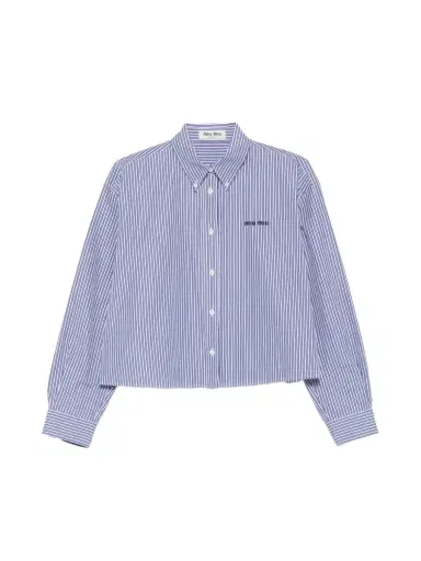 Miu Miu Striped Poplin Cropped Shirt | Thumbnail 1 Miu Miu Striped Poplin Cropped Shirt | Thumbnail 1