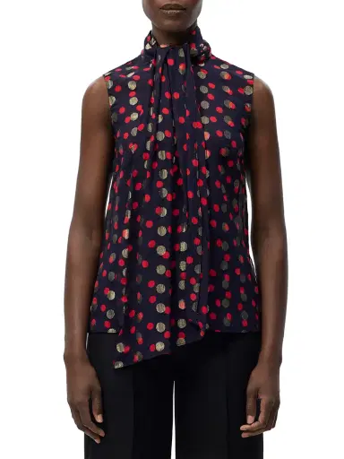 Adam Lippes Swayze Chiffon Jacquard Scarf-Neck Top | Thumbnail 3 Adam Lippes Swayze Chiffon Jacquard Scarf-Neck Top | Thumbnail 3