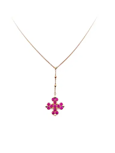 REIGN LA Vajra Dark Pink Sapphire Prayer Necklace | Thumbnail 1 REIGN LA Vajra Dark Pink Sapphire Prayer Necklace | Thumbnail 1