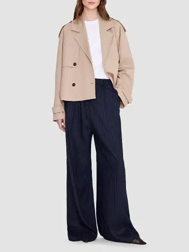 ANINE BING Women's Rickie Crop Trench Coat - Beige | Thumbnail 2 ANINE BING Women's Rickie Crop Trench Coat - Beige | Thumbnail 2