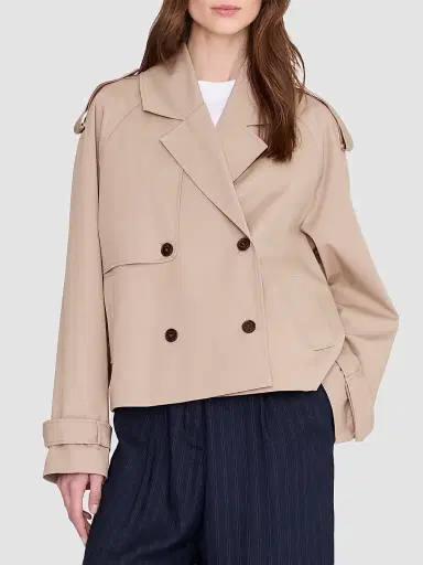 ANINE BING Women's Rickie Crop Trench Coat - Beige | Thumbnail 4 ANINE BING Women's Rickie Crop Trench Coat - Beige | Thumbnail 4
