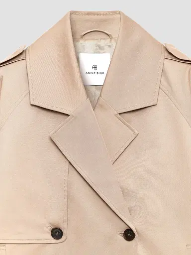 ANINE BING Women's Rickie Crop Trench Coat - Beige | Thumbnail 5 ANINE BING Women's Rickie Crop Trench Coat - Beige | Thumbnail 5
