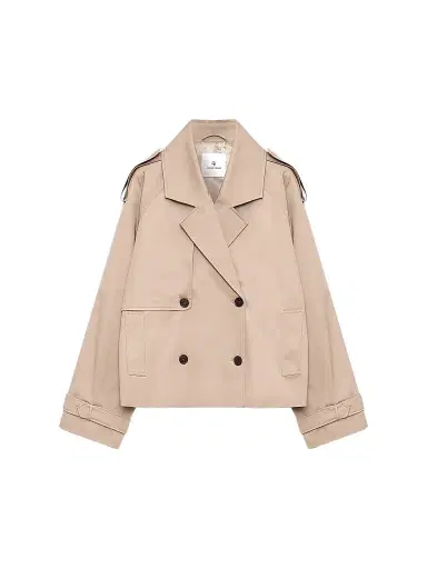 ANINE BING Women's Rickie Crop Trench Coat - Beige | Thumbnail 1 ANINE BING Women's Rickie Crop Trench Coat - Beige | Thumbnail 1