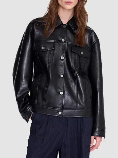 ANINE BING Women's Rory Leather Jacket - Black | Thumbnail 4 ANINE BING Women's Rory Leather Jacket - Black | Thumbnail 4