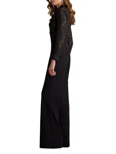 Tadashi Shoji Women's Lace-Crepe Jumpsuit - Black Beige | Thumbnail 3 Tadashi Shoji Women's Lace-Crepe Jumpsuit - Black Beige | Thumbnail 3