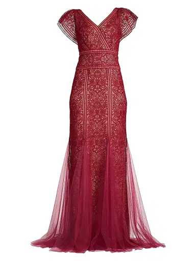 Tadashi Shoji Women's Embroidered Lace Gown | Thumbnail 1 Tadashi Shoji Women's Embroidered Lace Gown | Thumbnail 1