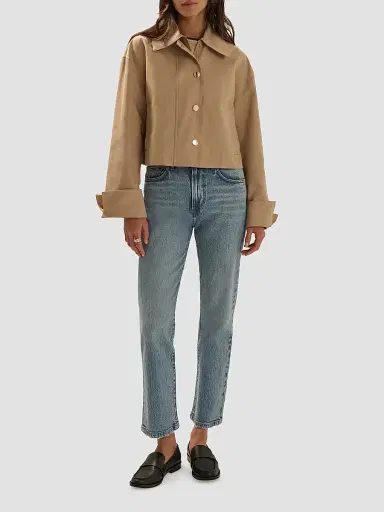 Favorite Daughter Women's The Rue Cotton-Blend Crop Jacket - Khaki | Thumbnail 2 Favorite Daughter Women's The Rue Cotton-Blend Crop Jacket - Khaki | Thumbnail 2