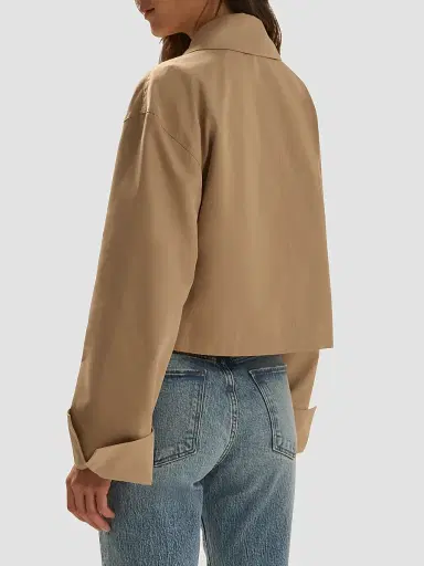 Favorite Daughter Women's The Rue Cotton-Blend Crop Jacket - Khaki | Thumbnail 3 Favorite Daughter Women's The Rue Cotton-Blend Crop Jacket - Khaki | Thumbnail 3