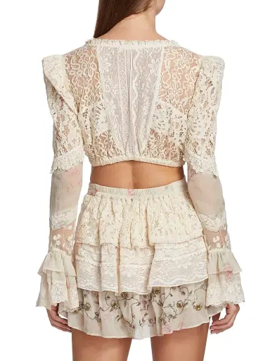 LoveShackFancy Women's Karine Cut-Out Lace Minidress - Magnolia Tea | Thumbnail 5 LoveShackFancy Women's Karine Cut-Out Lace Minidress - Magnolia Tea | Thumbnail 5