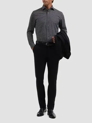 Bugatchi Men's OoohCotton Devon Long-Sleeve Shirt - Black | Thumbnail 2 Bugatchi Men's OoohCotton Devon Long-Sleeve Shirt - Black | Thumbnail 2