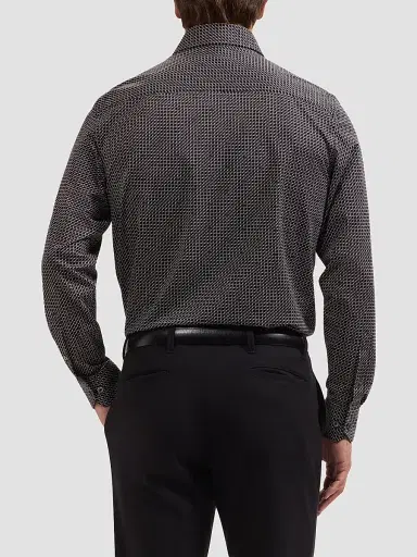 Bugatchi Men's OoohCotton Devon Long-Sleeve Shirt - Black | Thumbnail 3 Bugatchi Men's OoohCotton Devon Long-Sleeve Shirt - Black | Thumbnail 3