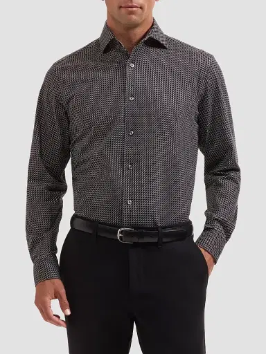 Bugatchi Men's OoohCotton Devon Long-Sleeve Shirt - Black | Thumbnail 4 Bugatchi Men's OoohCotton Devon Long-Sleeve Shirt - Black | Thumbnail 4