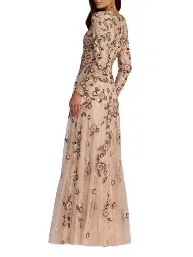 Mac Duggal Women's Sequined Mesh A-Line Gown | Thumbnail 2 Mac Duggal Women's Sequined Mesh A-Line Gown | Thumbnail 2
