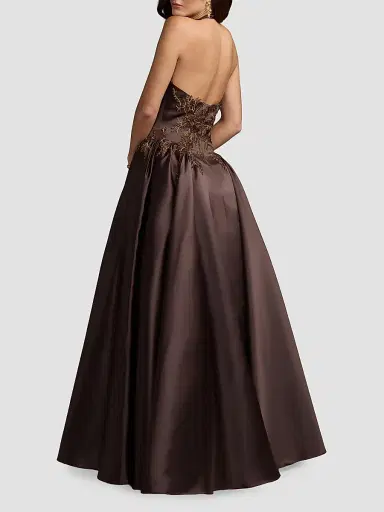 Mac Duggal Women's Satin Beaded-Bodice Gown | Thumbnail 2 Mac Duggal Women's Satin Beaded-Bodice Gown | Thumbnail 2