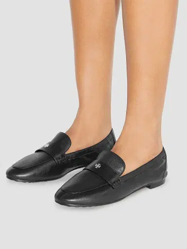 Tory Burch Women's Logo Leather Ballet Loafers - Perfect Black - Size 9.5 | Thumbnail 2 Tory Burch Women's Logo Leather Ballet Loafers - Perfect Black - Size 9.5 | Thumbnail 2