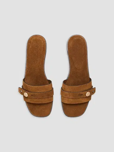 Tory Burch Women's Romy Suede Flat Sandals - Caramel | Thumbnail 4 Tory Burch Women's Romy Suede Flat Sandals - Caramel | Thumbnail 4