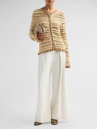 Ramy Brook Women's Callie Textured Stripe Cardigan - Camel Combo | Thumbnail 2 Ramy Brook Women's Callie Textured Stripe Cardigan - Camel Combo | Thumbnail 2