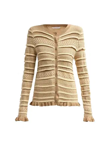 Ramy Brook Women's Callie Textured Stripe Cardigan - Camel Combo | Thumbnail 1 Ramy Brook Women's Callie Textured Stripe Cardigan - Camel Combo | Thumbnail 1