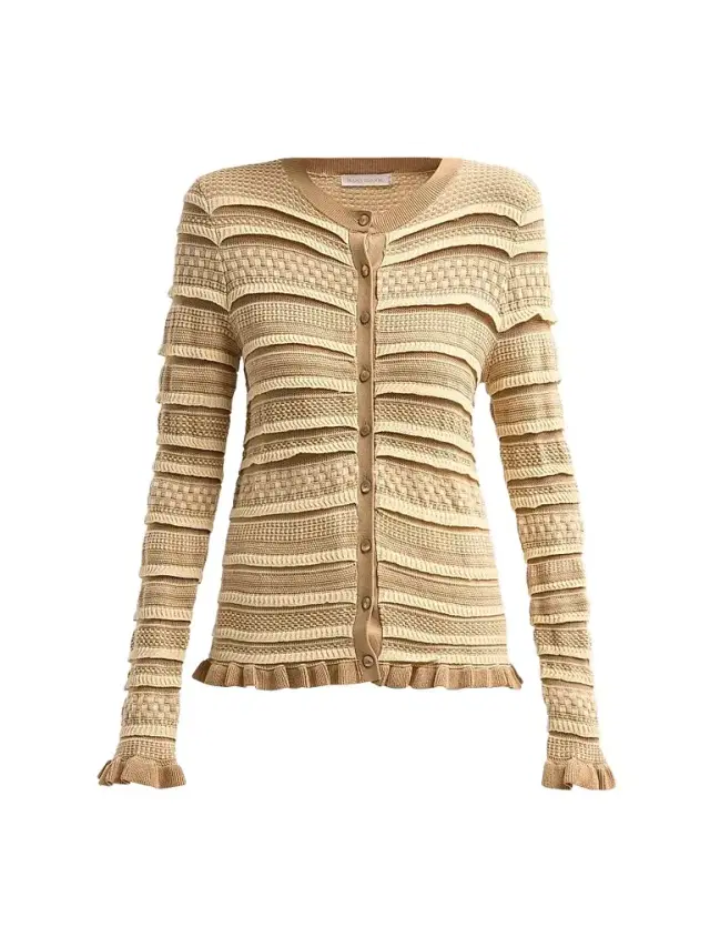 Women's Callie Textured Stripe Cardigan - Camel Combo Women's Callie Textured Stripe Cardigan - Camel Combo