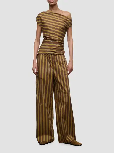 Staud Women's Phare Asymmetric Top - Cigar Stripe - Size 14 | Thumbnail 2 Staud Women's Phare Asymmetric Top - Cigar Stripe - Size 14 | Thumbnail 2