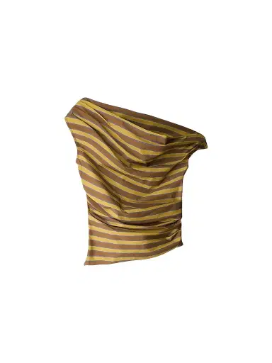Staud Women's Phare Asymmetric Top - Cigar Stripe - Size 14 | Thumbnail 1 Staud Women's Phare Asymmetric Top - Cigar Stripe - Size 14 | Thumbnail 1