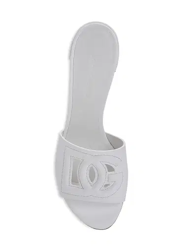 Dolce & Gabbana Women's 40MM DG Cut-Out Leather Mules - White | Thumbnail 4 Dolce & Gabbana Women's 40MM DG Cut-Out Leather Mules - White | Thumbnail 4