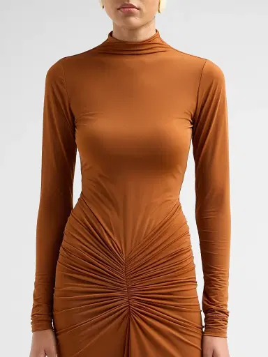 Ronny Kobo Women's Scorpio Gathered Maxi Dress - Almond | Thumbnail 5 Ronny Kobo Women's Scorpio Gathered Maxi Dress - Almond | Thumbnail 5