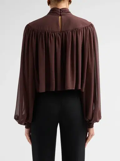 Ronny Kobo Women's Aerin Gathered Jersey Top - Chocolate | Thumbnail 3 Ronny Kobo Women's Aerin Gathered Jersey Top - Chocolate | Thumbnail 3