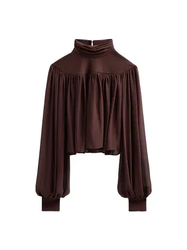 Ronny Kobo Women's Aerin Gathered Jersey Top - Chocolate | Thumbnail 1 Ronny Kobo Women's Aerin Gathered Jersey Top - Chocolate | Thumbnail 1