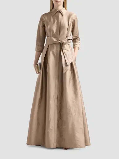 Teri Jon by Rickie Freeman Women's Shirt Waist Tafetta Gown - Gold | Thumbnail 2 Teri Jon by Rickie Freeman Women's Shirt Waist Tafetta Gown - Gold | Thumbnail 2