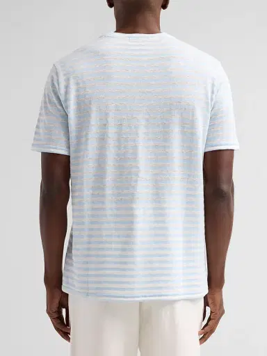 Saks Fifth Avenue Men's Striped Linen-Blend Crewneck T-Shirt - Light Blue - Size XXL | Thumbnail 3 Saks Fifth Avenue Men's Striped Linen-Blend Crewneck T-Shirt - Light Blue - Size XXL | Thumbnail 3