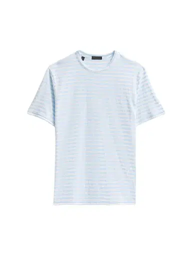 Saks Fifth Avenue Men's Striped Linen-Blend Crewneck T-Shirt - Light Blue - Size XXL | Thumbnail 1 Saks Fifth Avenue Men's Striped Linen-Blend Crewneck T-Shirt - Light Blue - Size XXL | Thumbnail 1