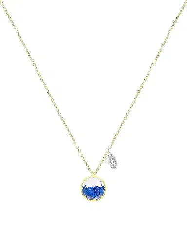 Meira T Women's 14K Yellow Gold, Blue Sapphire, & 0.07 TCW Diamond Shaker Pendant Necklace - Yellow Gold | Thumbnail 1 Meira T Women's 14K Yellow Gold, Blue Sapphire, & 0.07 TCW Diamond Shaker Pendant Necklace - Yellow Gold | Thumbnail 1