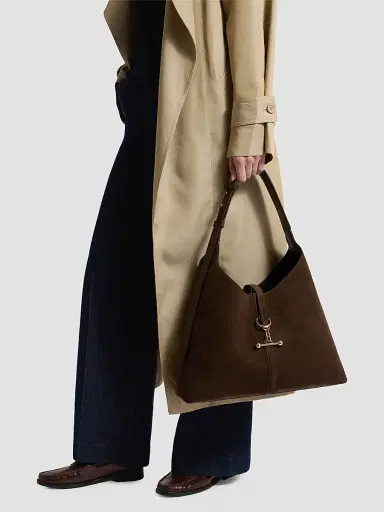 Strathberry Women's Kite Suede Hobo Bag - Dark Chocolate | Thumbnail 2 Strathberry Women's Kite Suede Hobo Bag - Dark Chocolate | Thumbnail 2